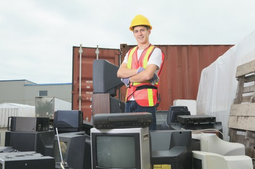 Office equipment being organized during clearance